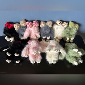 Choose TWO.. Bunny Plush Keychain – Cute Rabbit Key Ring… Message Color Choice